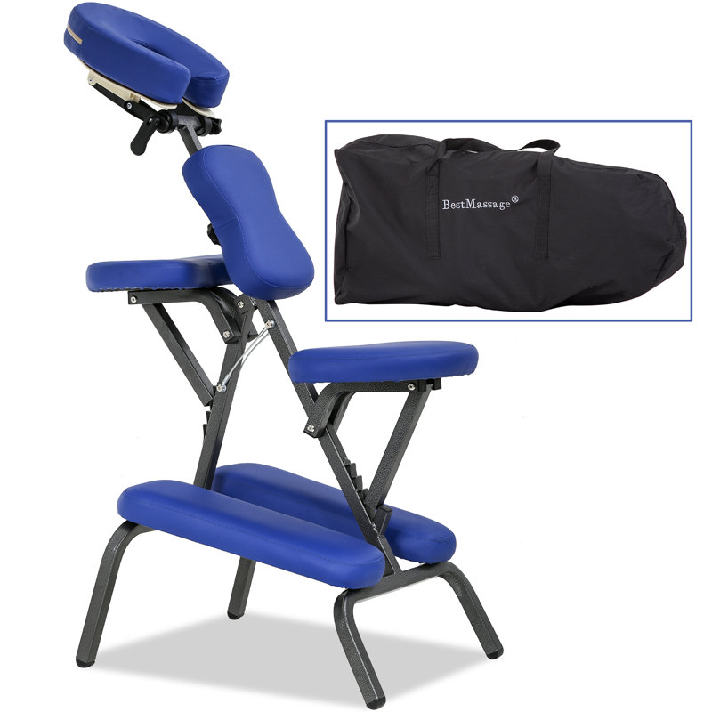 Faux Leather Massage Chair, Blue Faux Leather