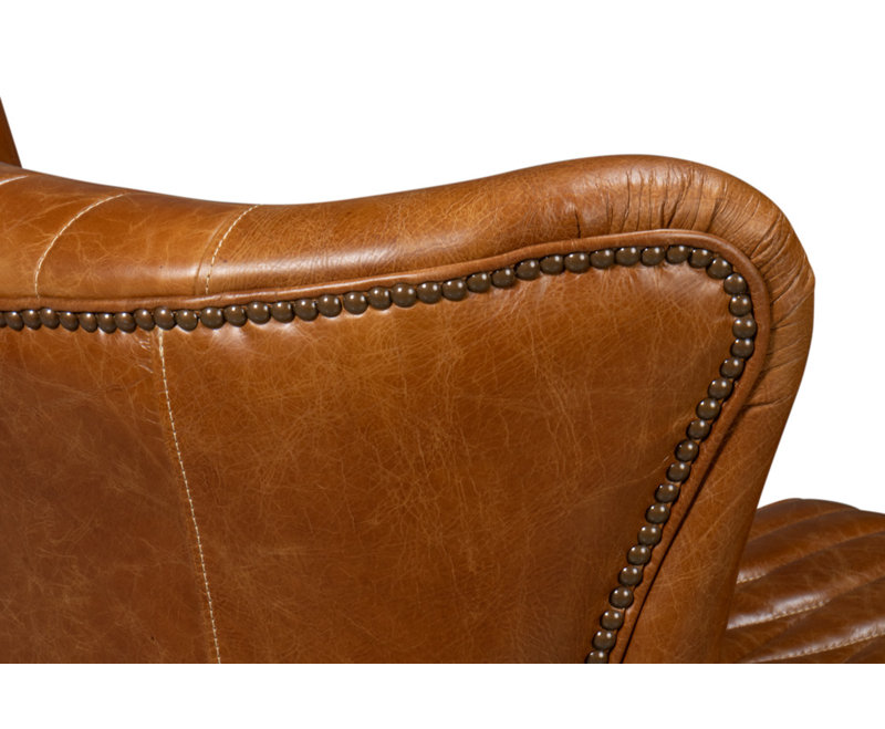 Bugatti Swivel Club Chair, Cuba Brown Genuine Leather