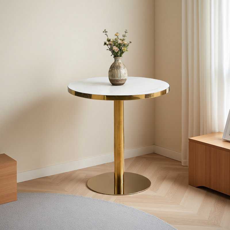 Table à piédestal 31,5 pouces de style Mid-Century moderne, table de salle à manger multifonctionnelle pour 4 à 6 personnes et grande table basse, plateau en panneau de fibres à densité moyenne pour le salon, la cuisine et le bureau