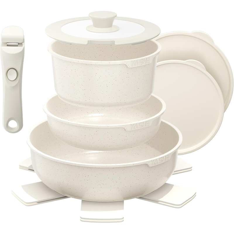 9 - Piece Aluminum Cookware Set, White