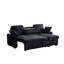 Canapé modulaire en chenille gris foncé à 3 places avec rangement convertible, plateau amovible et dossiers réglables pour un ensemble de porte-gobelets modulables-301934968