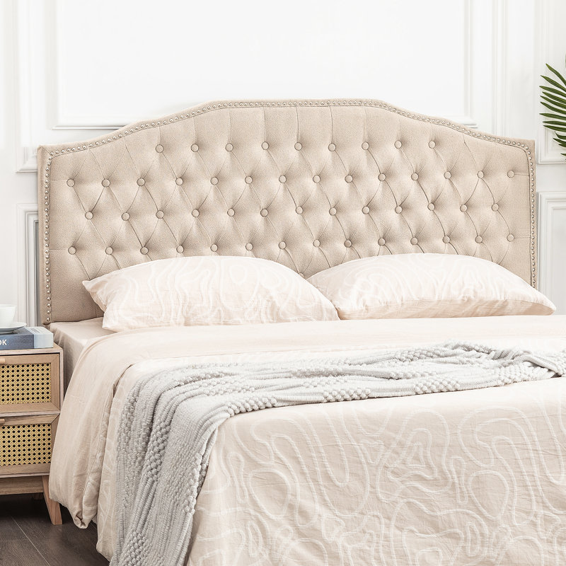 64-Inch Upholstered Tufted Headboard, Beige