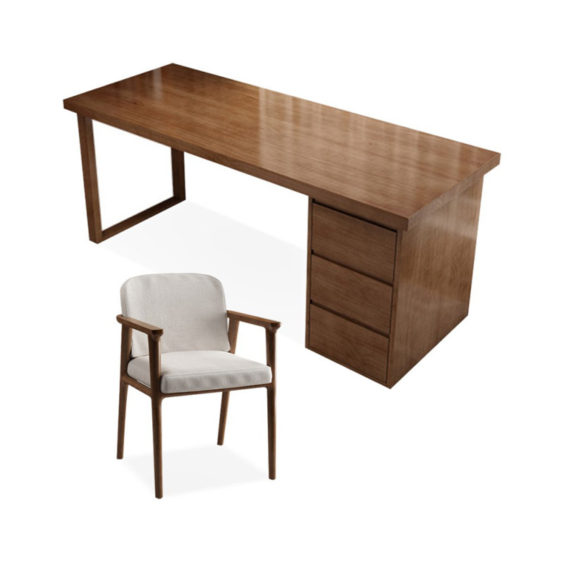 78.74" Nut-brown Rectangular Solid Wood Office Sets