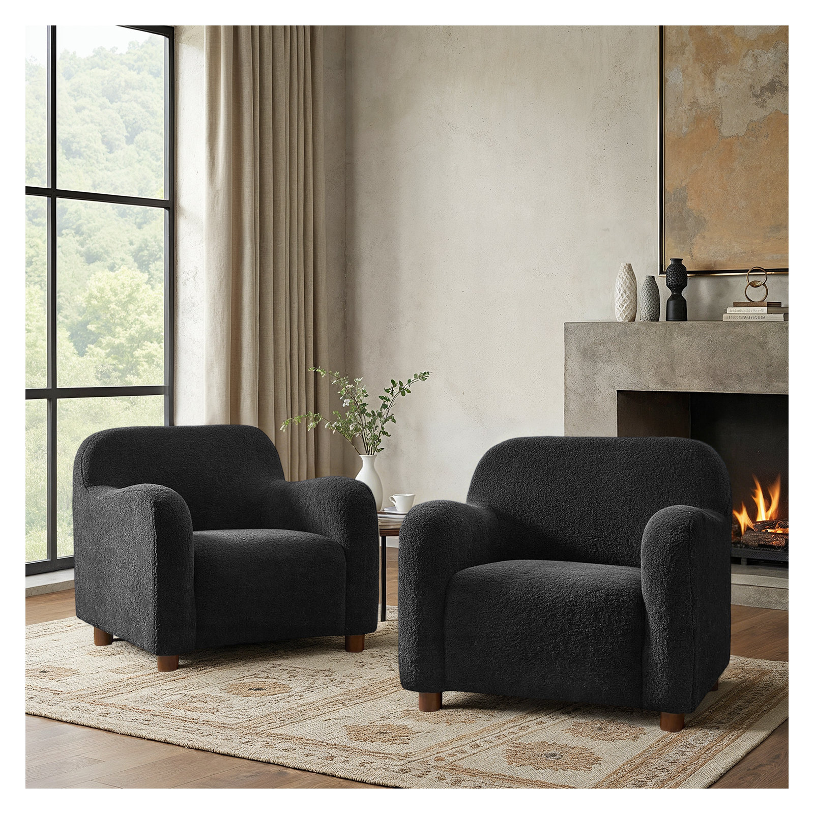 Berken Boulce Armchair, Onyx