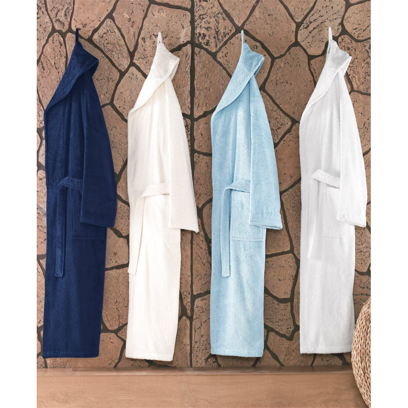 Peignoir monogramme en coton turc châle, X, Ivoire ivoire