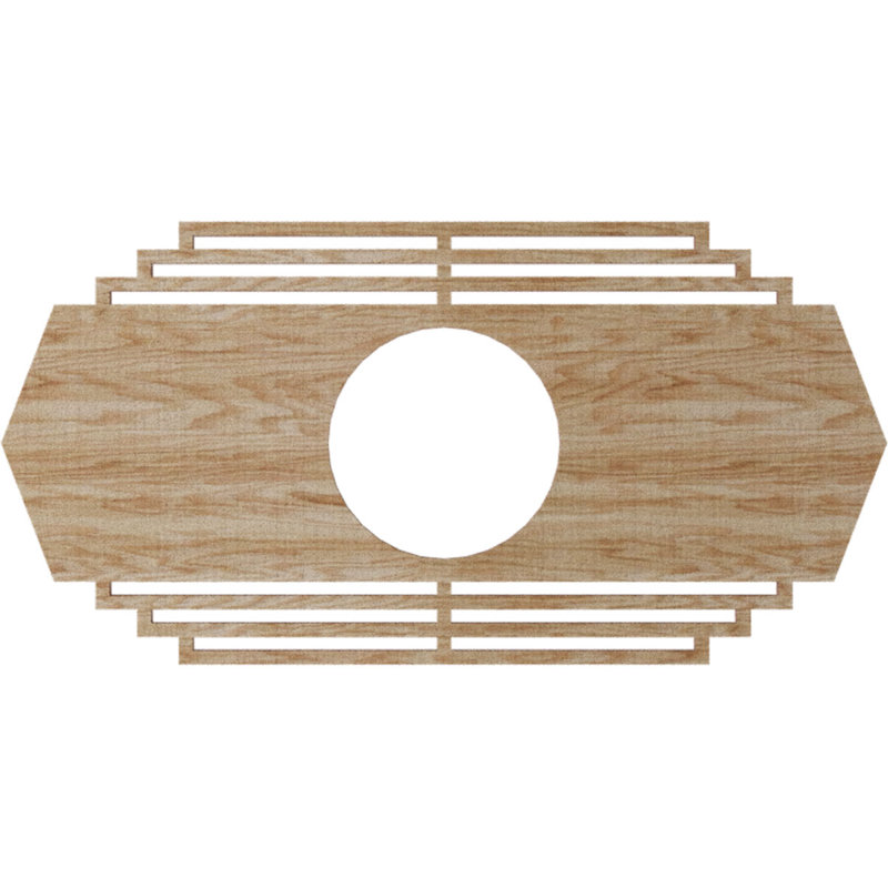 H 24 po x l 12 po x P 6 1/4 po x P 3/8 po, médaillon de plafond en bois ajouré Chrysler, Chêne rouge