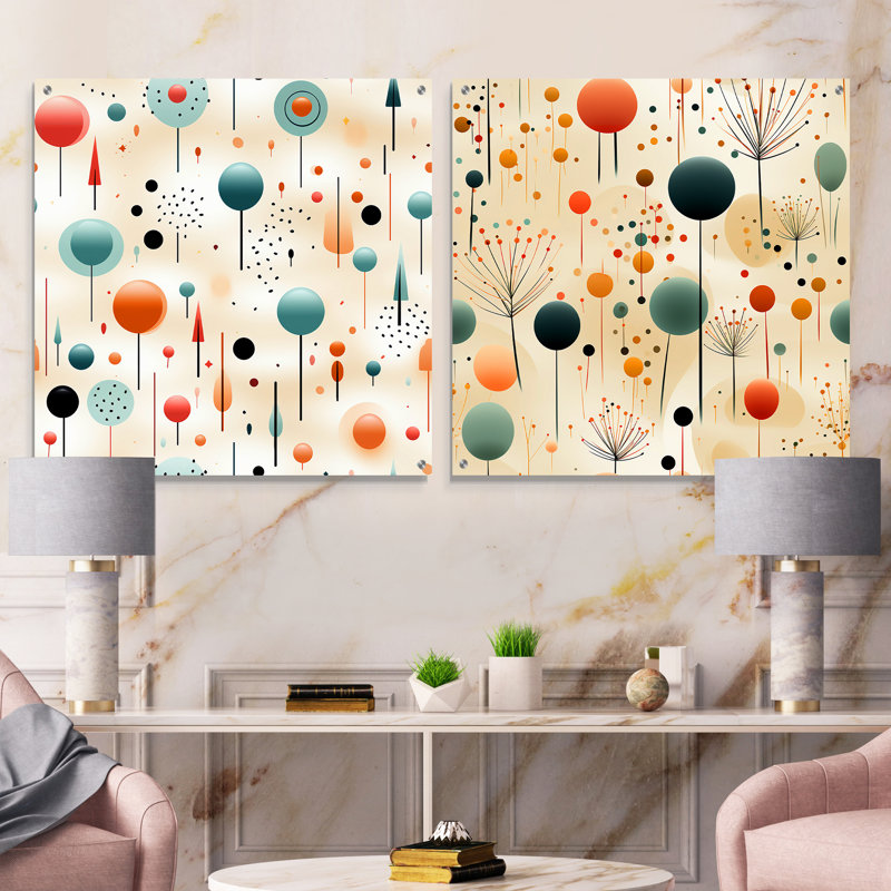 Minimalisme I - Ensemble de 2 verres muraux abstraits géométriques en acrylique, H 16 po x l 33 po