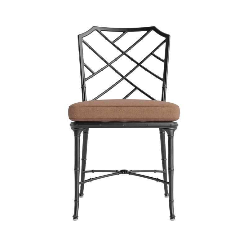 Calcutta Outdoor Dining Side Chair, Fusion Clay, Textured Pewter, Brown