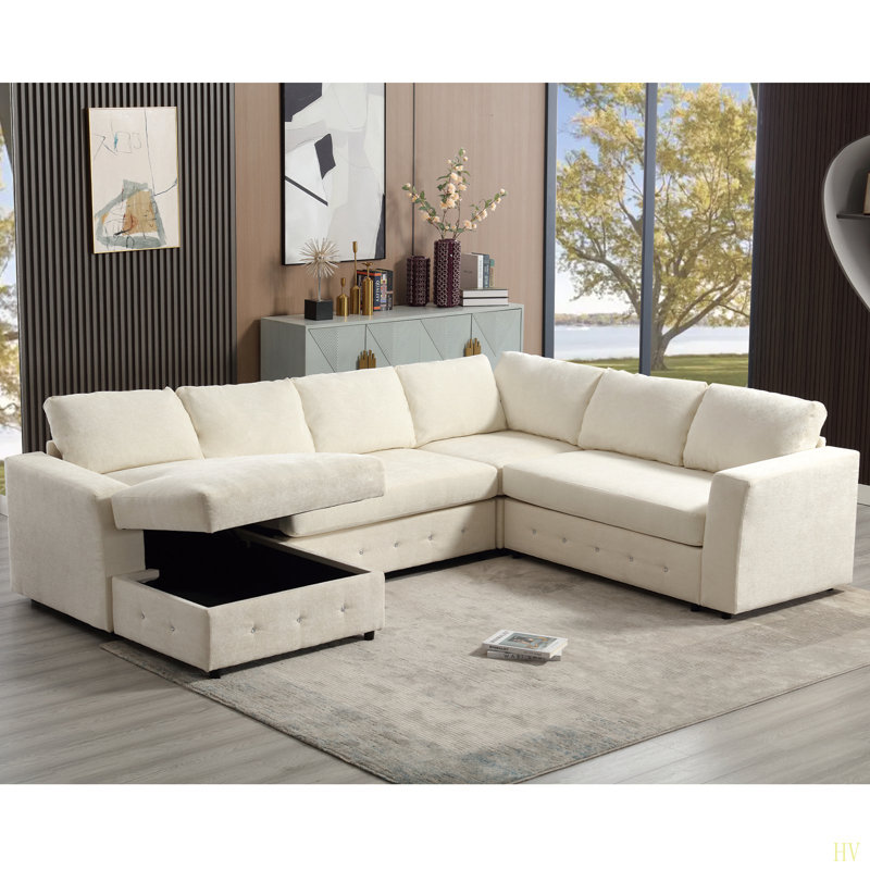 Canapé modulaire de 110,75 po, canapé modulaire surdimensionné, rangement pour chaise longue, canapé moderne en forme de U, canapés rembourrés, chenille, bouton en cristal, salon, appartement