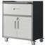 Armoire à outils roulante en métal - l 29,95 po x P 16,68 po x H 34,07 po, 1 tiroir, 2 portes verrouillables, unité de rangement noire et grise avec roues-19893020