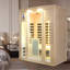 Sauna intérieur en pruche à faible champ électromagnétique pour 3 personnes avec porte en verre chauffante