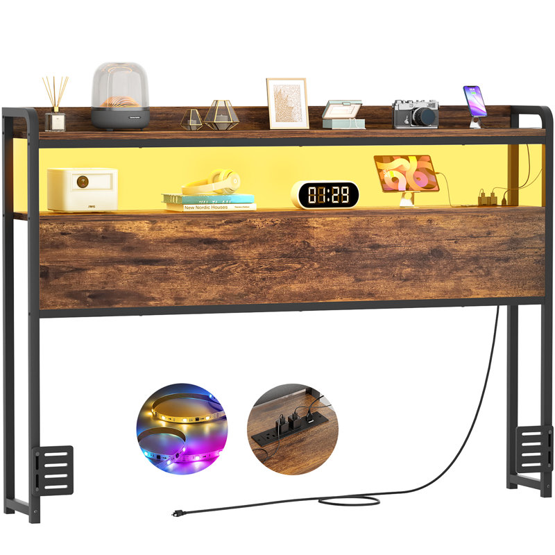 Pink 55'' Gaming Desk with Hutch and LED Lights