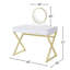 Bureau de coiffeuse rectangulaire avec miroir et plateau à bijoux, blanc et doré