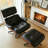 Leather Swivel Accent Chair With Ottoman-1160804678