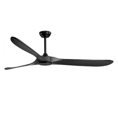 72 Inch Ceiling Fan without Light, 6-Speed Remote Control, 3-Wood-Blade, Reversible DC Motor, Modern Low Profile Flush Mount Exterior Fan for Bedroom, Living Room, Patio, Indoor/Outdoor