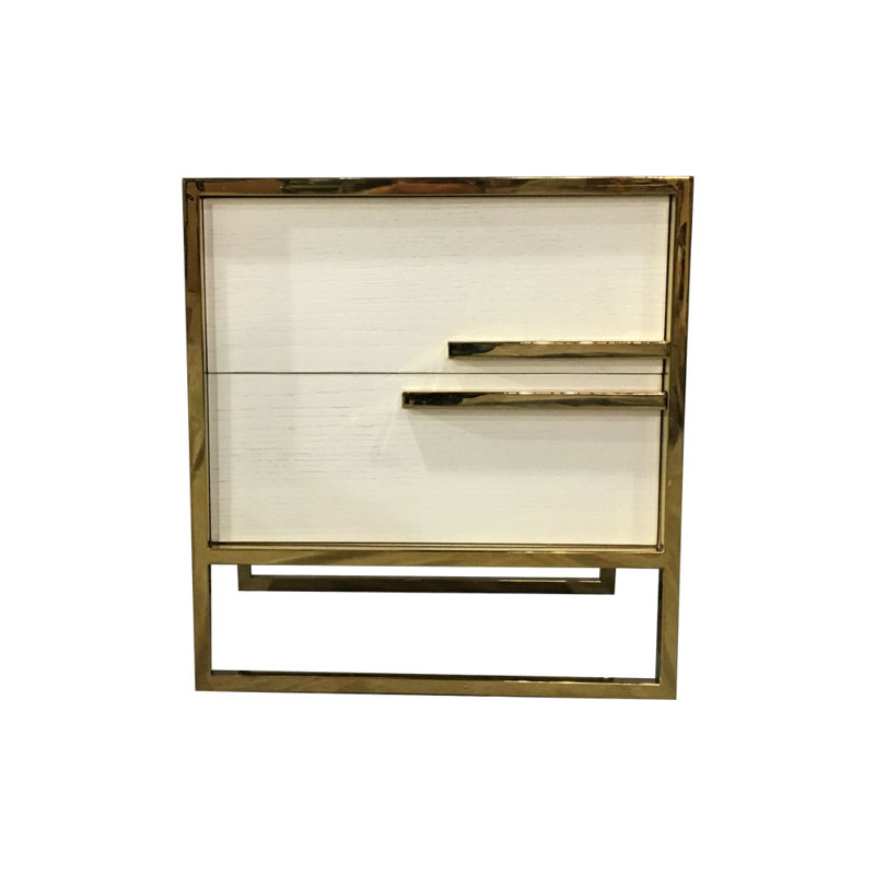 Alwaleed 58cm W Stainless Steel Bedside Table, Cream, Left Orientation