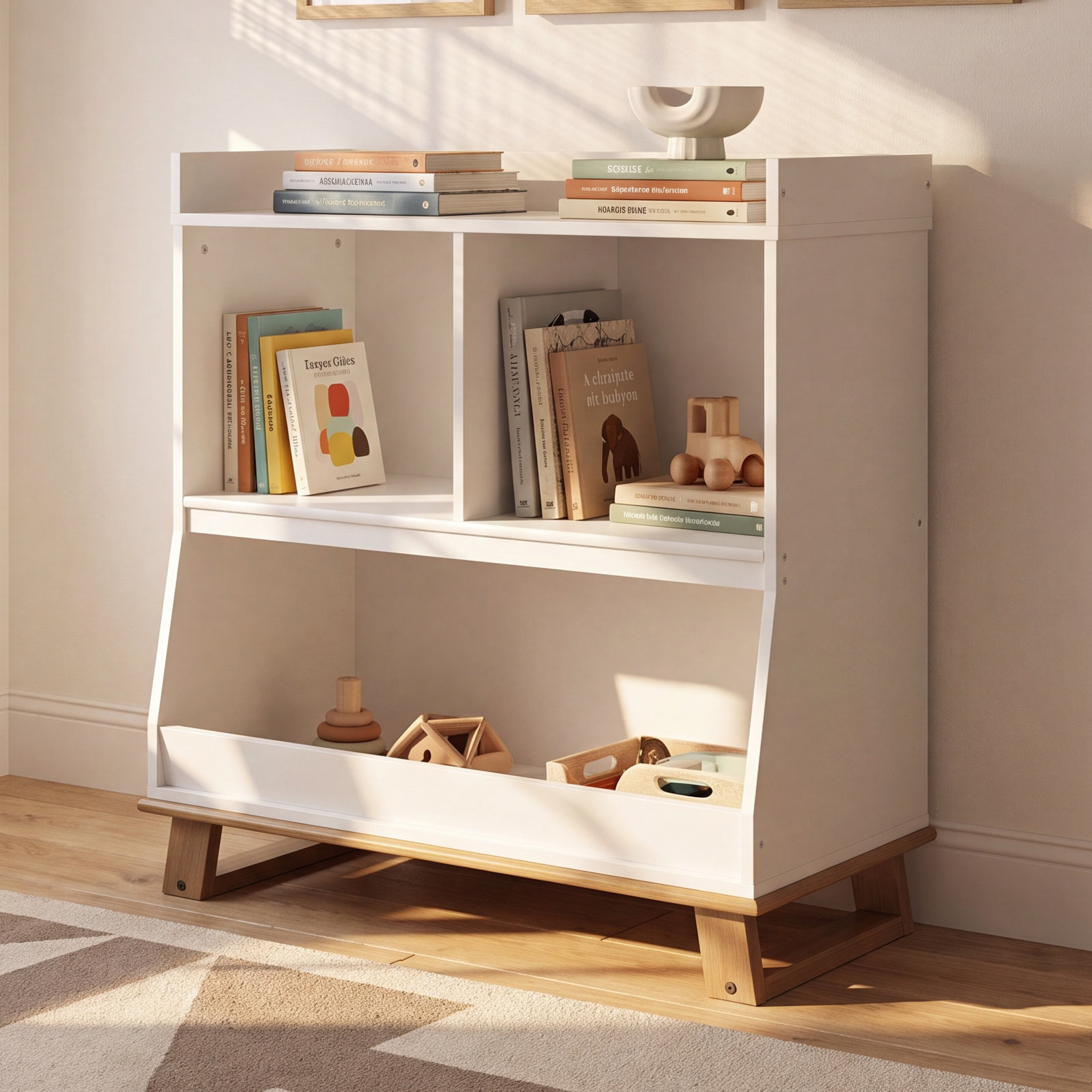 Modern Changing Table, White/Vintage Driftwood