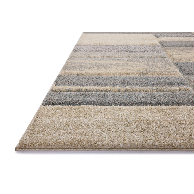 17 Stories Manali Slate / Sand Area Rug, Rectangle 6'7" x 9'2"