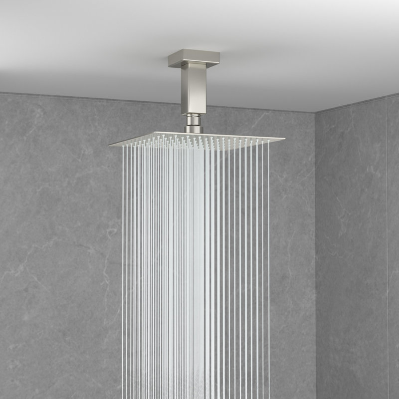 Bras de douche à fixation au plafond 3 po avec bras de douche en acier inoxydable, Nickel brossé