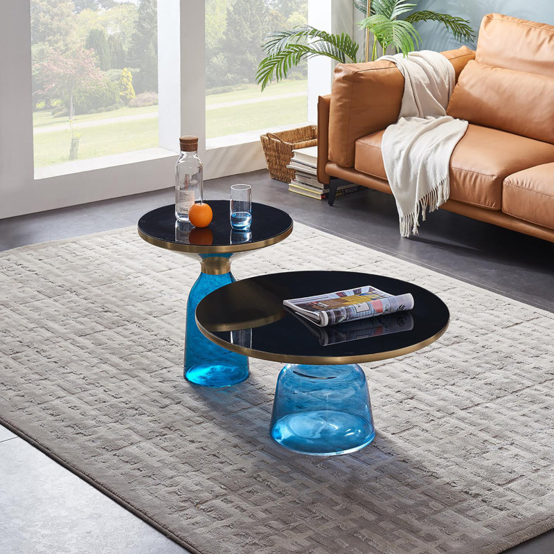 Glass Top Living Room Table Set