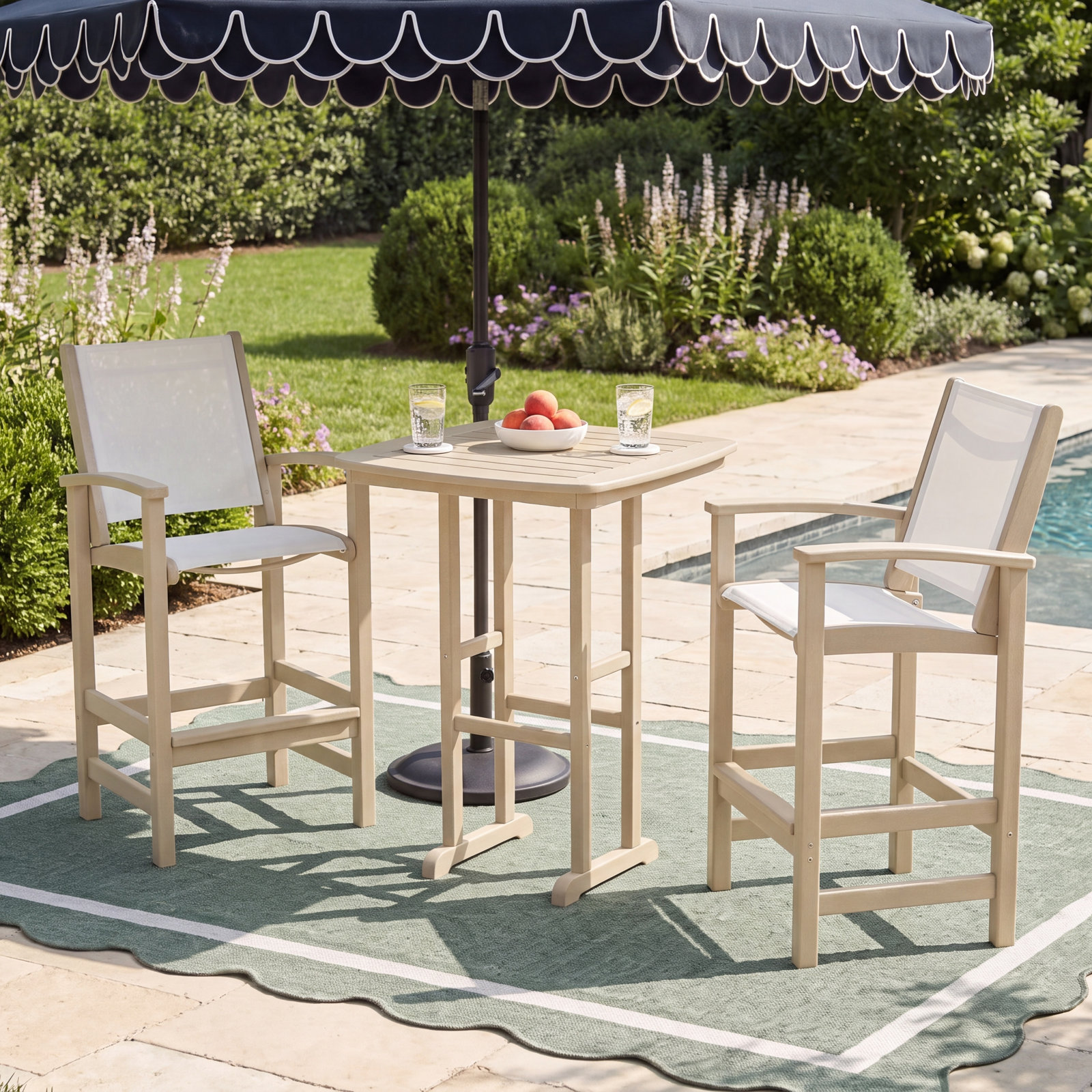 POLYWOOD® Coastal 3-Piece Bar Set, Sand
