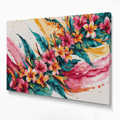 Hawaiian Flower Sprays Beige Canvas Wall Art