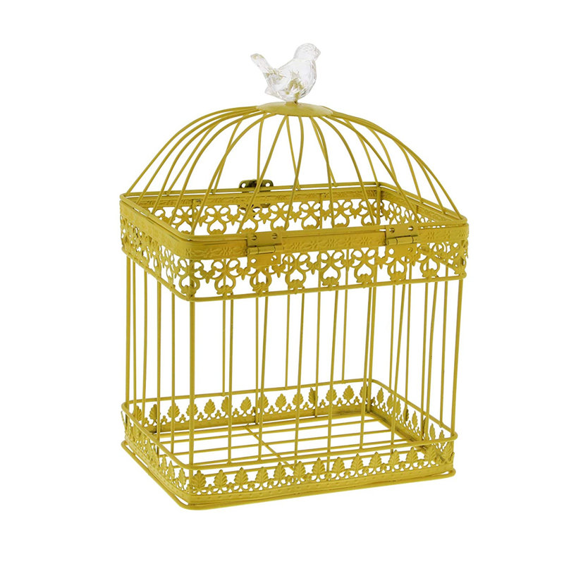 Ensemble 2 pièces de cage à oiseaux décoratives en acrylique Kendell, Jaune