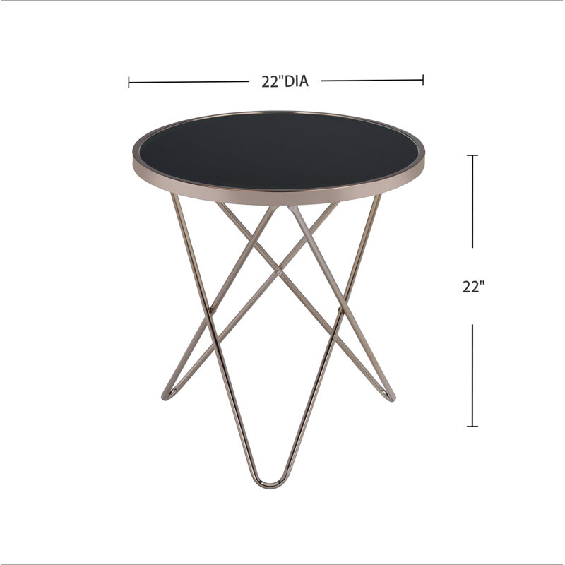 Table ronde avec plateau en verre noir