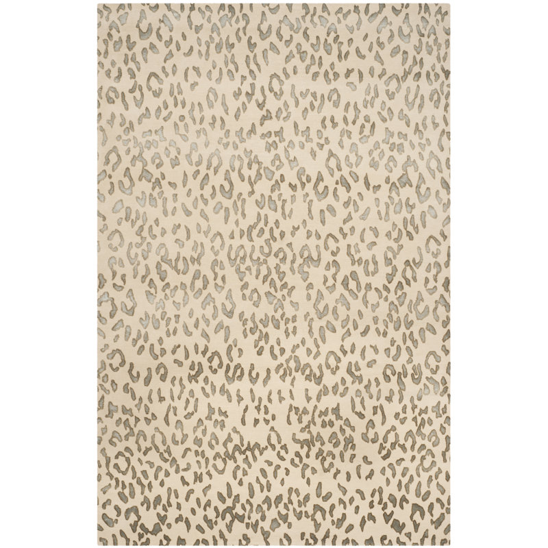 Nepalese Hand-Knotted Cream/Sky Blue Area Rug, Rectangle 6' x 9'