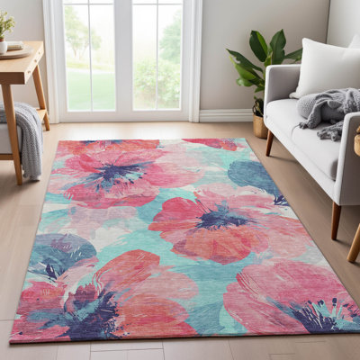 Premium Machine Washable Harjo AMF1554 Floral Rug