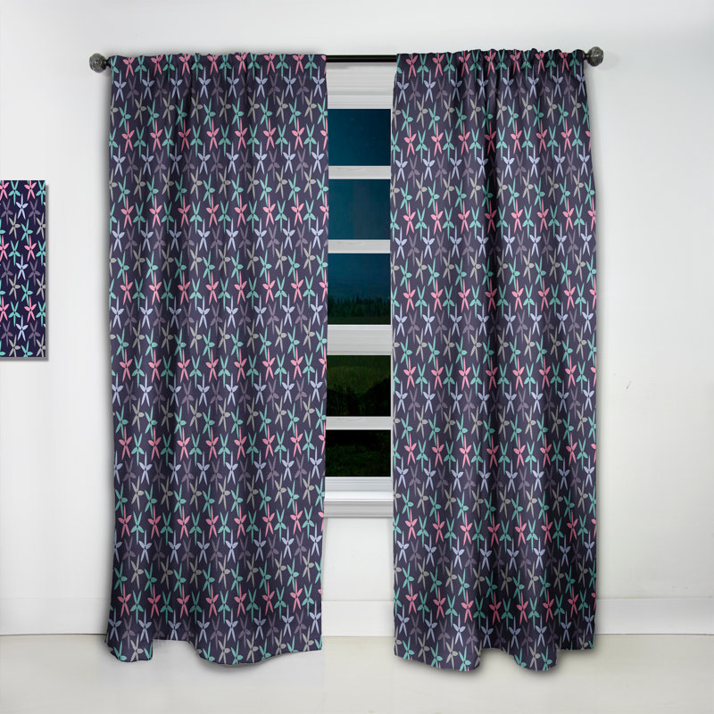 Design V Floral Blackout Thermal Rod Pocket Single Curtain Panel, 52" W x 120" L