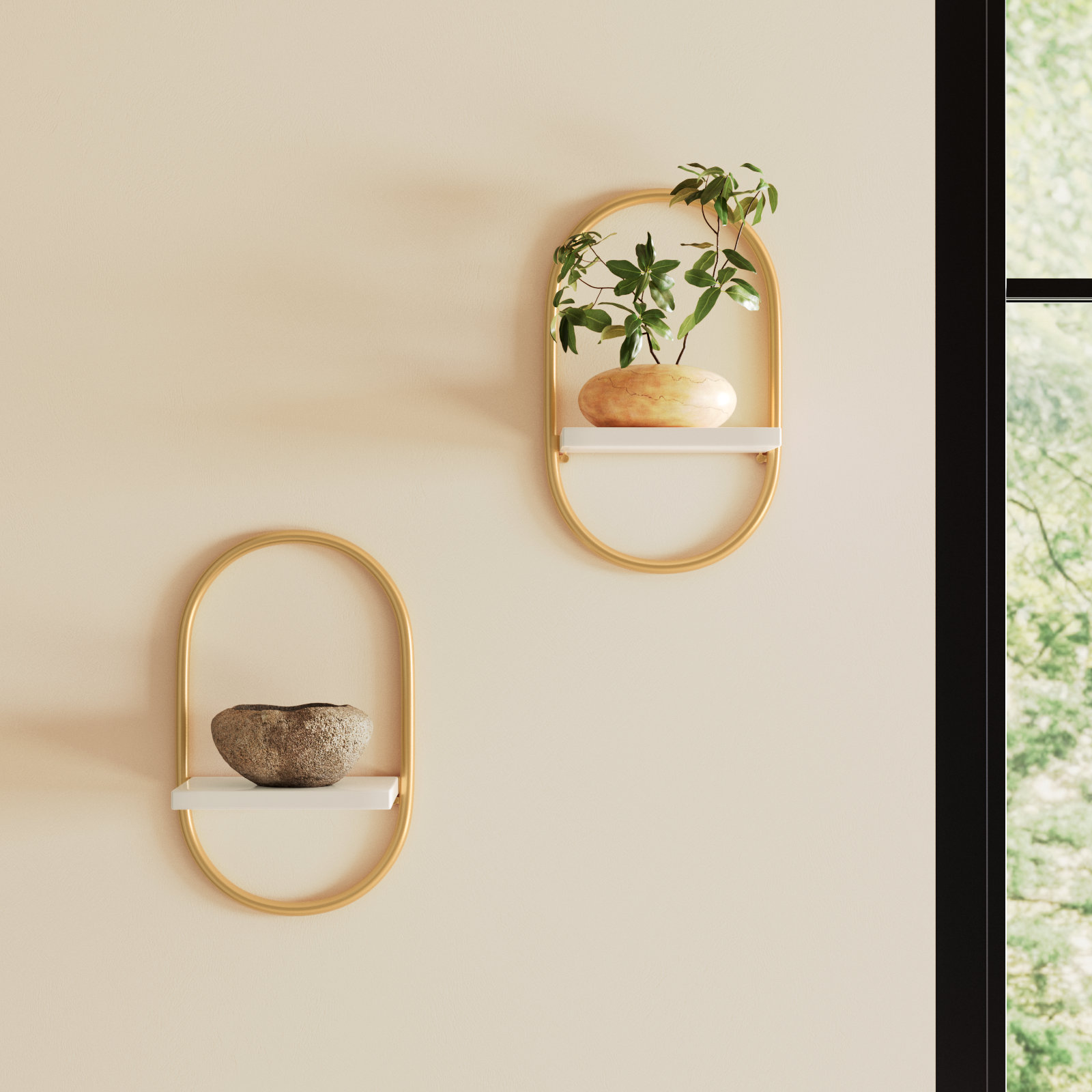 Carlile 8" Bracket Shelf, White/Gold, Gold