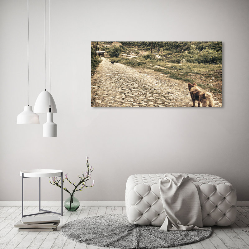 Two Dogs On The Hill - Wrapped Canvas Print