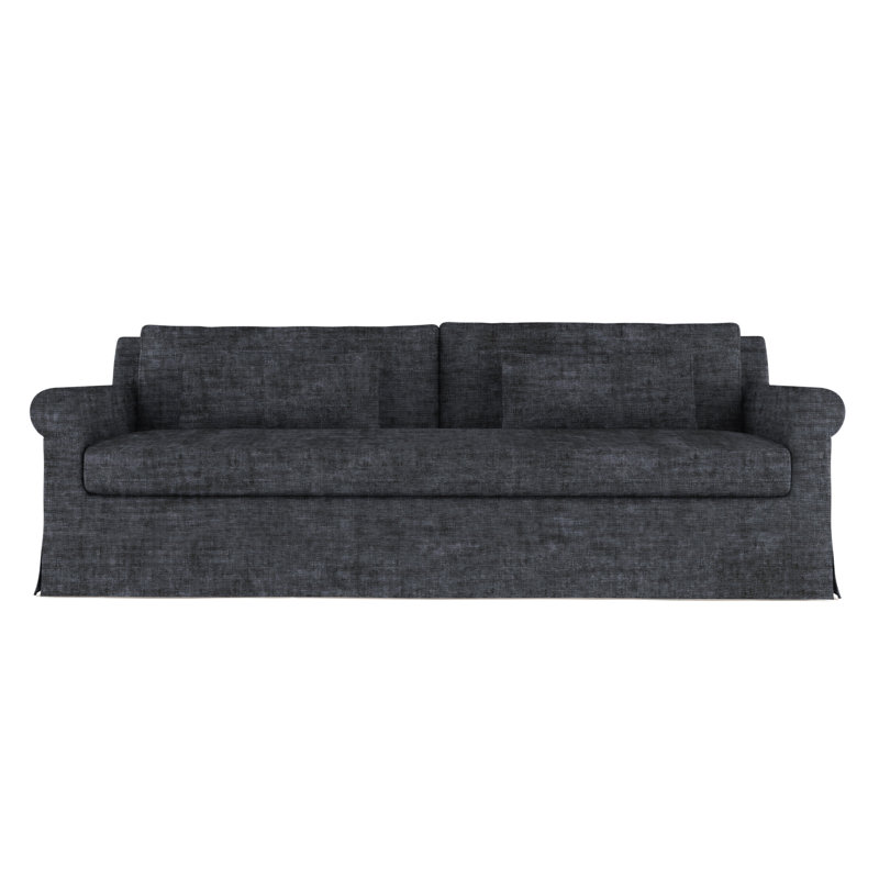 Sofa, Linen Blue Print, 34" H x 72" W x 38" D