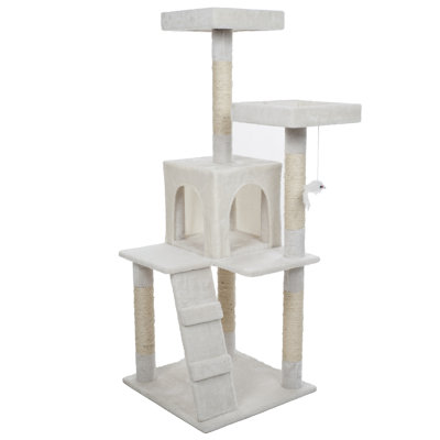 PETMAKER 4FT Cat Tree with Scratch Posts, White