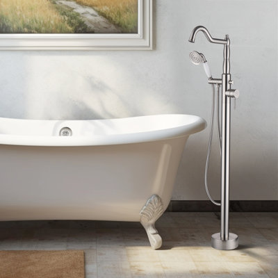Cisy Floor Mounted Clawfoot Tub Faucet with Diverter and Handshower