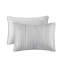 Courtepointe grise 3 pièces en gaze double / grand - rembourrage doux, conception matelassée en canaux, effet froissé, étiquetée, lavable à la machine pour un entretien facile, texture, lavable, sans danger pour la peau-118916087-118916089