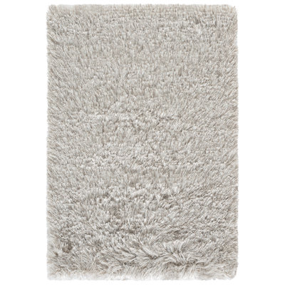 Tapis décoratif gris clair à poil long touffeté à la main Morrell