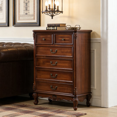 American-style Rubberwood 6-Drawer Storage Cabinet