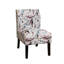 Fauteuil en tissu imprimé avec motif floral mauve - Espace de vie moderne, assise confortable et sans accoudoirs