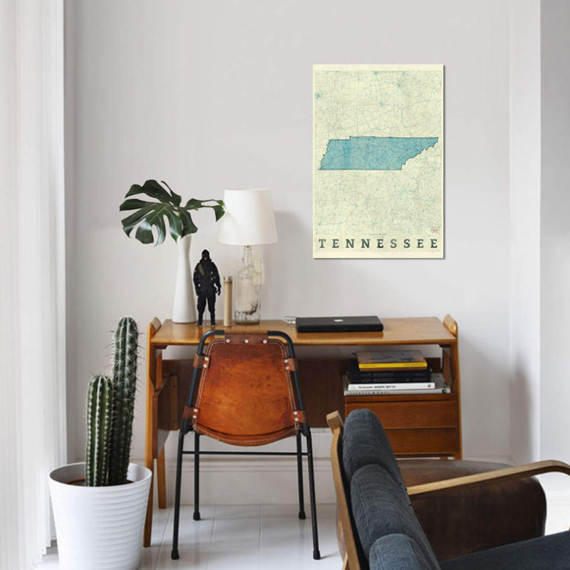« tennessee map », impression sur toile, H 26 po x l 18 po x P 1,5 po, Toile tendue, Pas de tapis