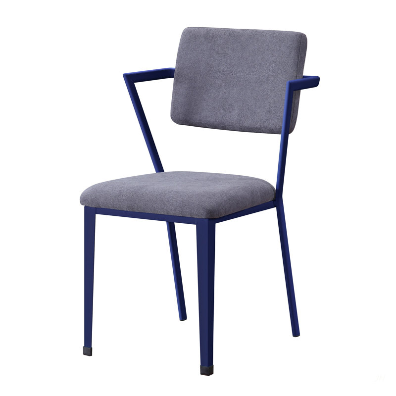 Chaise de bureau rembourrée grise et bleue, Bleu