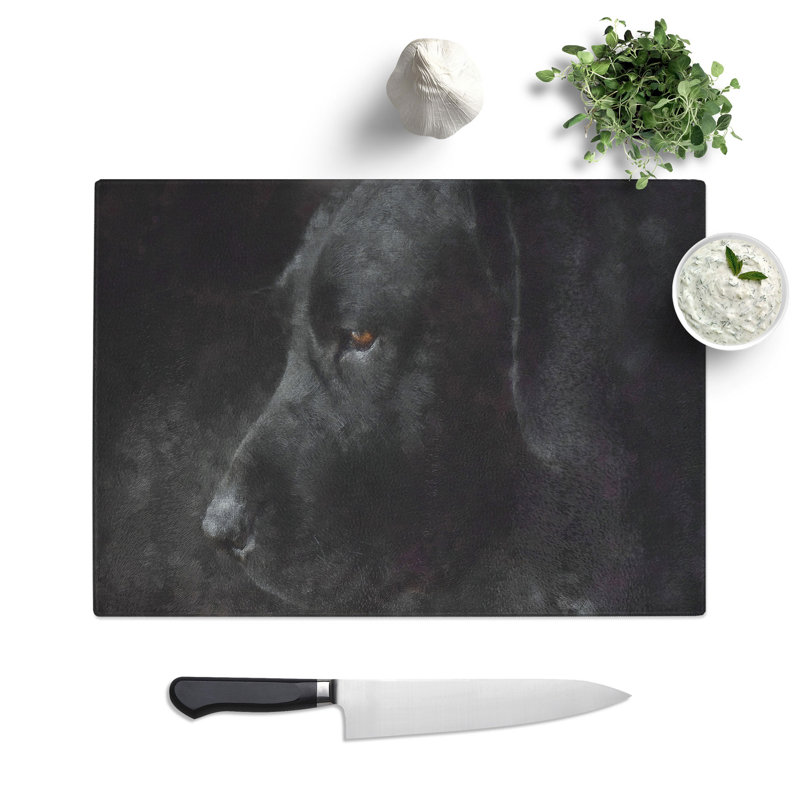 Tempered Glass Black Labrador Retriever Chopping Board, 28.5 cm x 39 cm