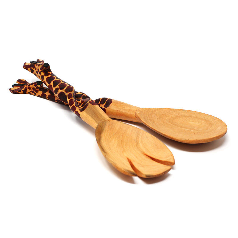 Ensemble de 2 panneaux de salade sculptés à la main giraffe 2 pièces Reisman