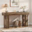 Console 63 po, canapé rectangulaire en bois naturel, console d'appoint rectangulaire pour le vestibule, le couloir et le salon (brun gris chiné)-690970369