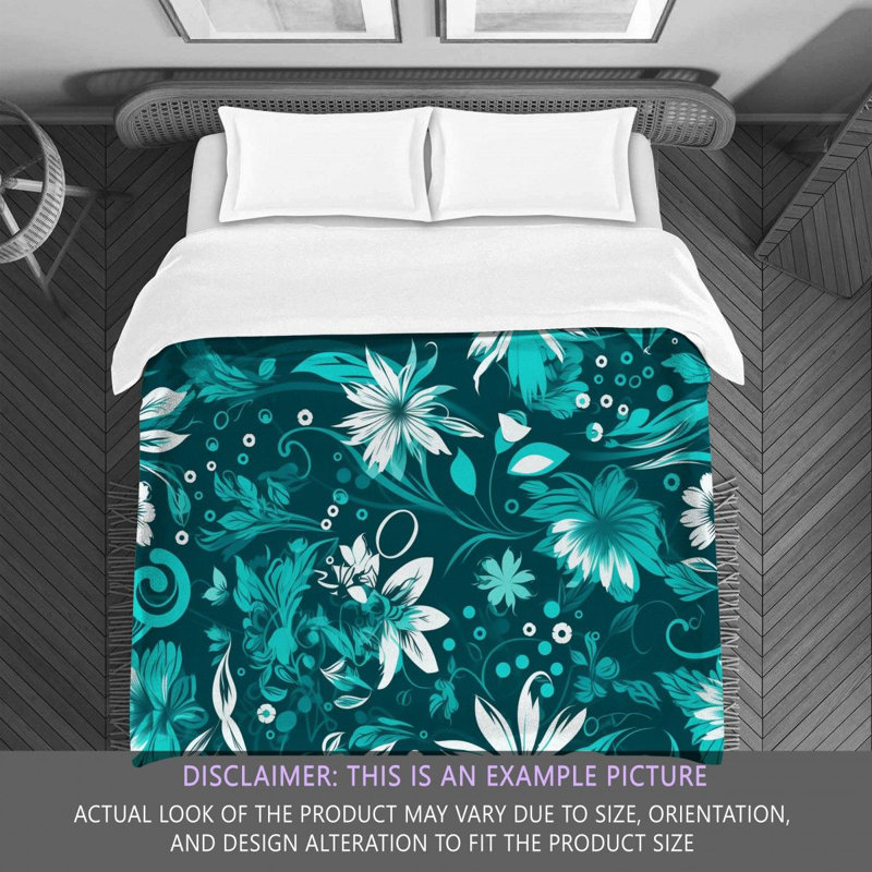 Machine Printed Comforter, King Comforter, Turquoise/White