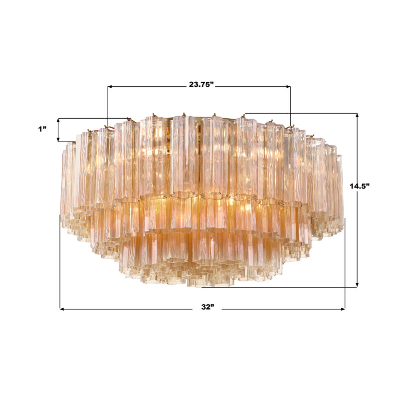 Shaurya 16 Light Aged Brass Flush Mount, Laiton vieilli / ambre