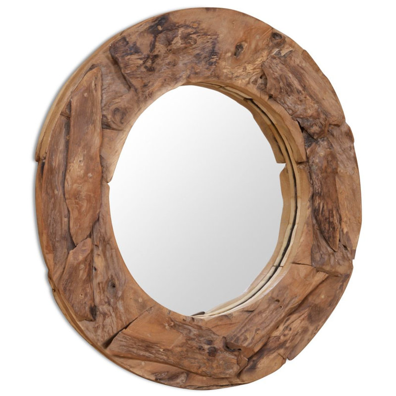 Caroline Wood Flat Wall Mirror, 80cm H x 80cm W
