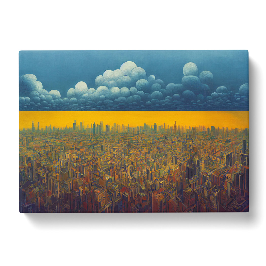 Fierce City Skyline Architecture - Wrapped Canvas