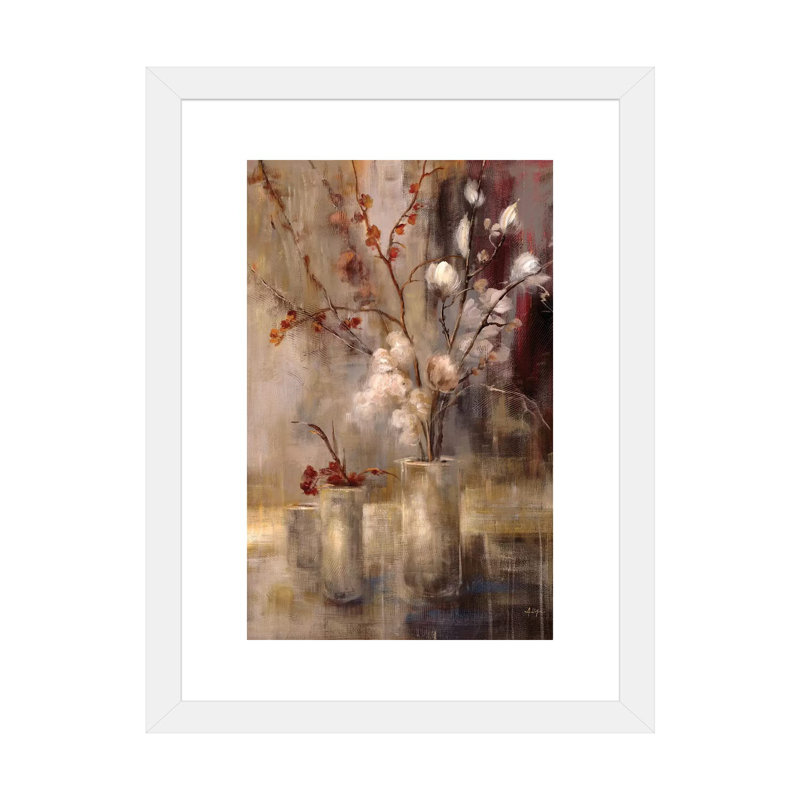 «Silver Floral» par Simon Addyman - reproduction d'art, Encadré par un papier blanc, H 32 po x l 24 po x P 1 po